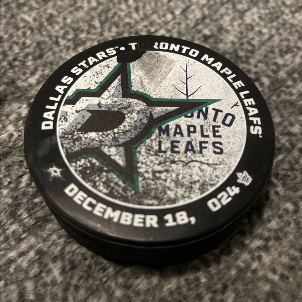 Toronto Maple Leafs vs Dallas Stars NHL Match Up Hockey Puck 12/18/2024 New